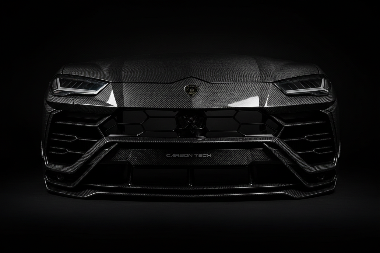Dry carbon fiber front bumper for Lamborghini Urus with glossy twill weave finish